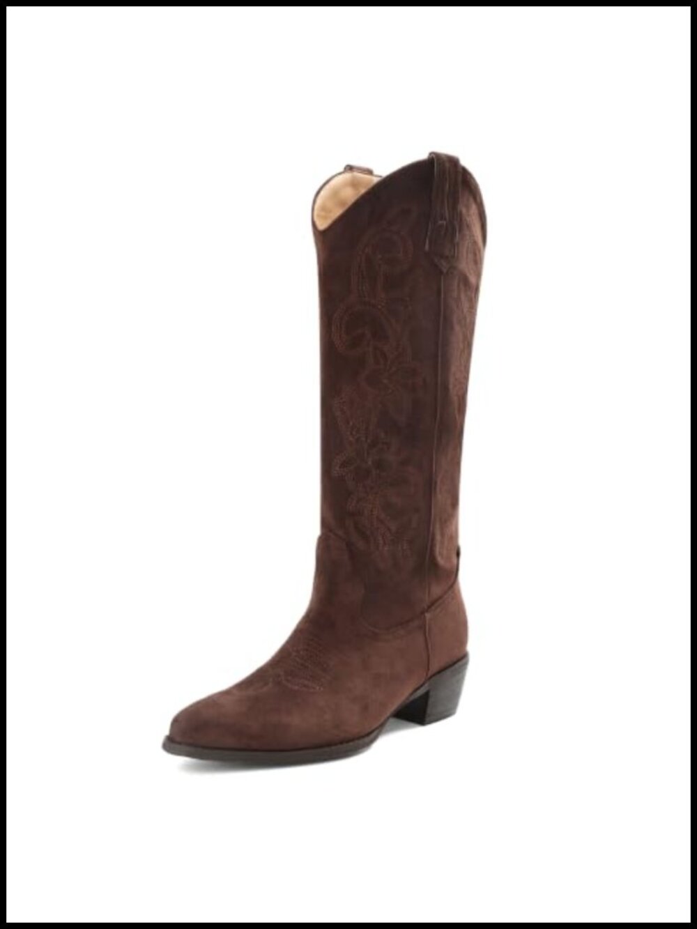 Faux Leather Cowboy Boots Mid Calf Western Boots Womens